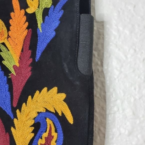 Alice + Olivia Corin Embroidered Suede Tall Heeled Boots Black Womens Size 5 - Picture 8 of 11